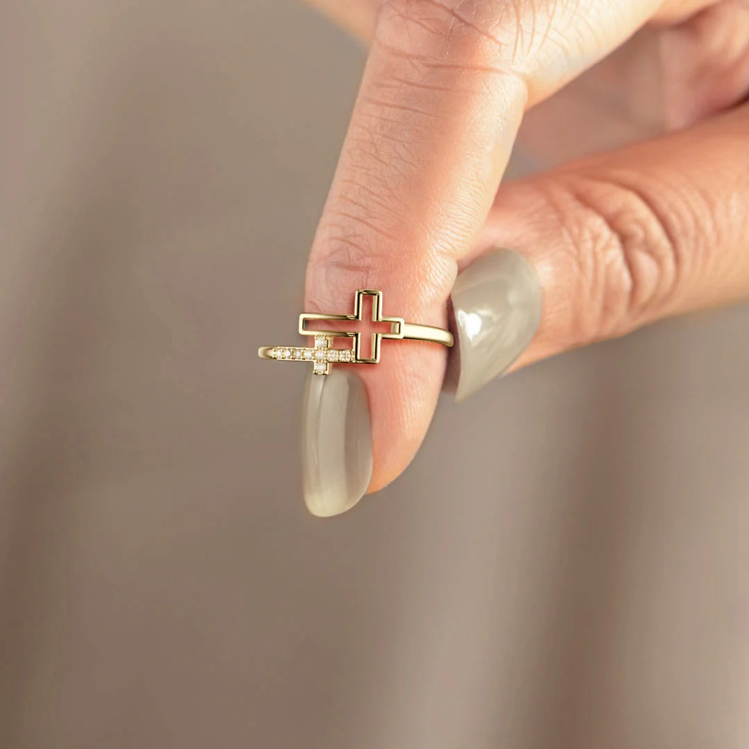 Double Hollow Cross And Infinity Ring - Image 4