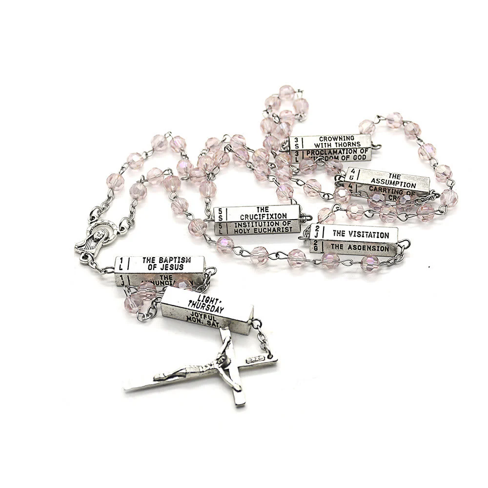 Crucifixion Crystal Rosary Necklace - Image 2